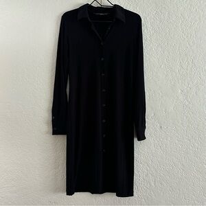 Norma Kamali Black Button-Up Shirt Dress Medium